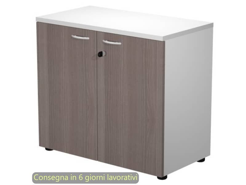 Mobile basso con serratura Presto 80x44xH.72 cm – struttura grigia Artexport ante frassino toscano