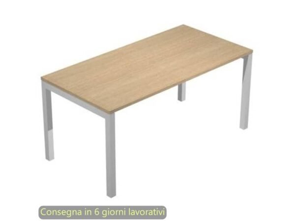 Scrivania piano rovere180x80xH.72,5 cm gamba a ponte metallo grigio alluminio piano rovere - 665/C