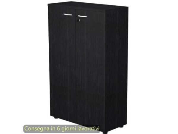 Mobile medio con ante con serratura 80x35xH.120 cm 2 ripiani Presto Artexport nero venato frassino 035-69M/8