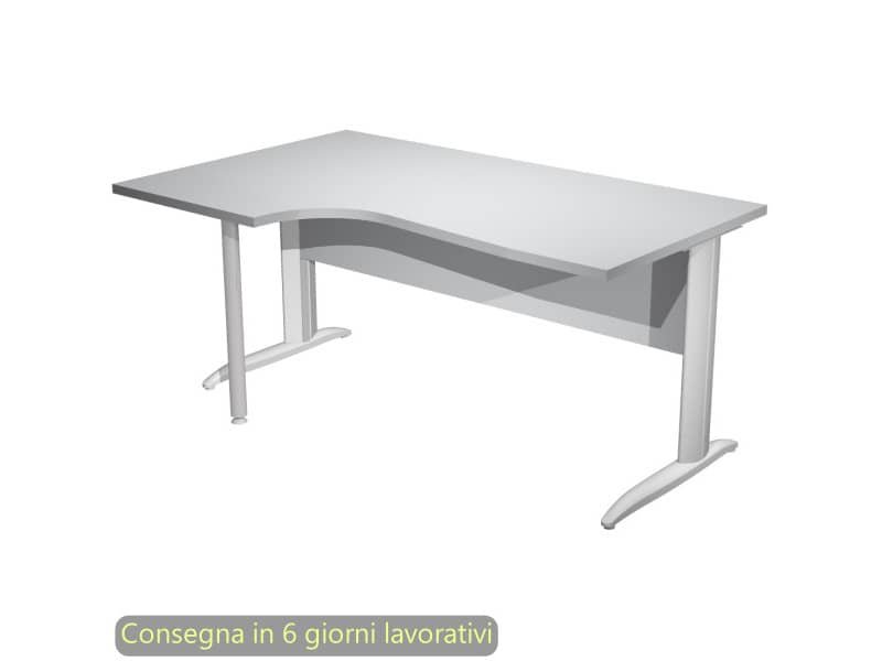Scrivania penisola sinistra piano grigio 160×60/80/100xH.72 cm gamba a L metallo grigio – Presto Compact – 009K211/9/AA