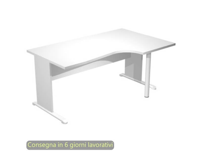 Scrivania penisola destra piano grigio 160×60/80/100xH.72 cm gamba a pannello e piede metallico Presto Compact 008L11/9