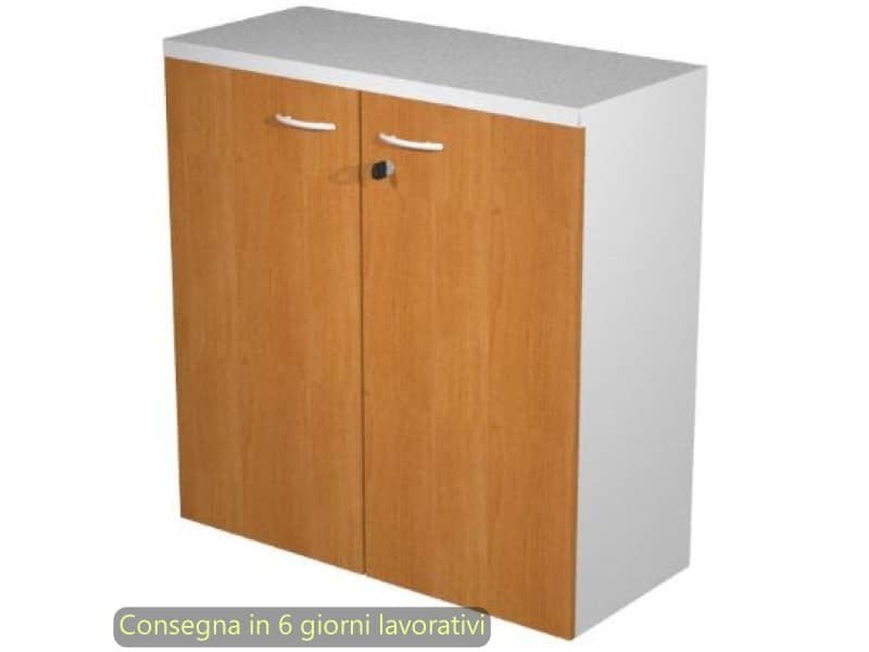 Mobile basso con serratura Presto 80x44xH.72 cm – struttura grigia Artexport ante noce chiaro – 530-67M/4