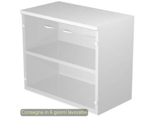 Mobile basso Presto 1 ripiano - ante in vetro satinato struttura bianco Artexport 80x44xH.72 cm - 530-67G