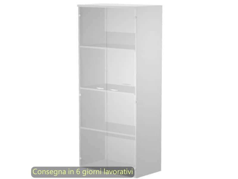 Mobile alto Presto 3 ripiani – ante in vetro satinato struttura bianco Artexport 80x44xH.180 cm – 538-39-75G