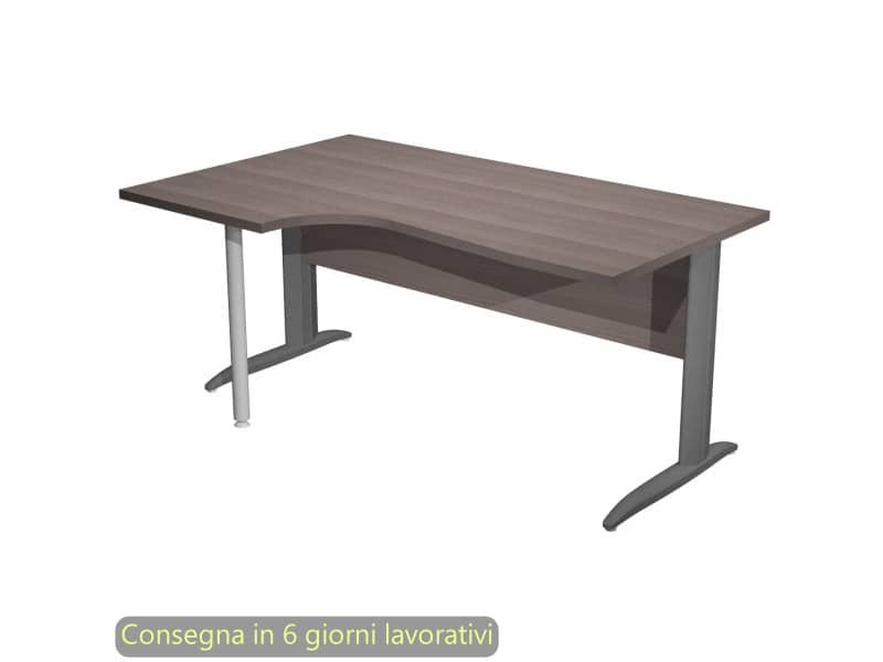 Scrivania penisola sx frassino toscano 160×60/80/100xH.72 cm gamba a L metallo antracite – Presto Compact 009K211/F/AF