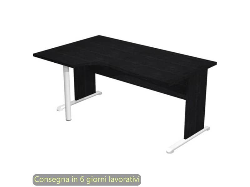 Scrivania penisola sx nero ven. frassino 160×60/80/100xH.72 cm gamba a pannello e piede metallico Presto Compact 009L11/