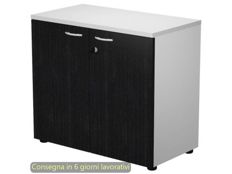 Mobile basso con serratura Presto 80x44xH.72 cm – struttura grigia Artexport ante nere – 530-67M/8
