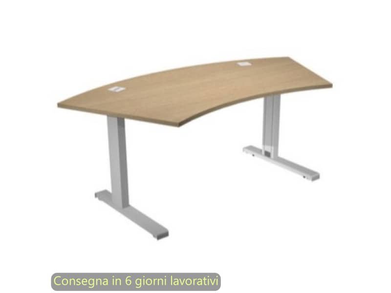 Scrivania direzionale piano sagomato rovere 190x96xH.73 cm gamba ad L metallo grigio Flex Direction – BMNG-URB/T/C