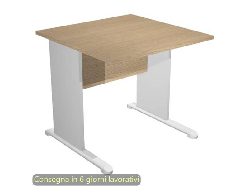 Scrivania piano rovere 80x80xH.72 cm gamba a pannello grigia con piede metallico linea Presto Artexport 001L/C5