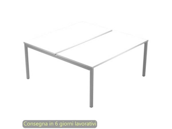 Scrivania Bench doppia piano bianco 120x164xH.72,5 cm gamba a ponte metallo grigio Presto Venere Plus 664B-NOPAR/3
