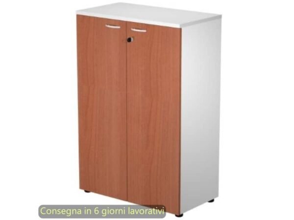 Mobile medio con serratura Presto 80x44xH.120 cm - struttura grigia Artexport ante ciliegio arabis