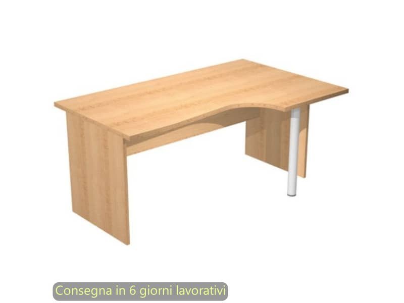 Scrivania penisola destra piano faggio 160×60/80/100xH72 cm gamba a pannello in melaminico Presto Compact – 008PAN11/6