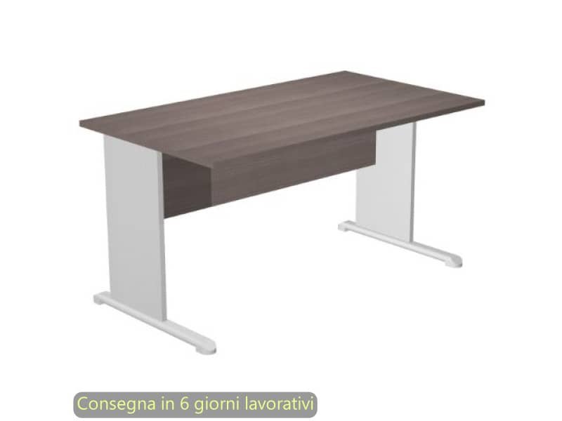 Scrivania frassino toscano 120x80xH72 cm gamba a pannello grigia con piede metallico linea Presto Artexport 004L/F5