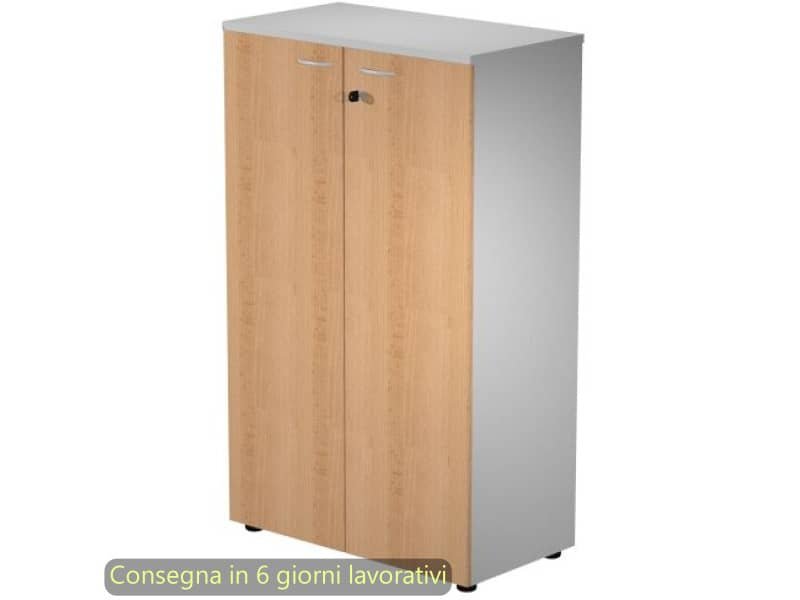 Mobile medio con serratura Presto 80x44xH.120 cm – struttura grigia Artexport ante faggio – 535-69M/6