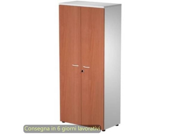 Mobile alto con serratura Presto 80x44xH.180 cm - struttura grigia Artexport ante ciliegio arabis