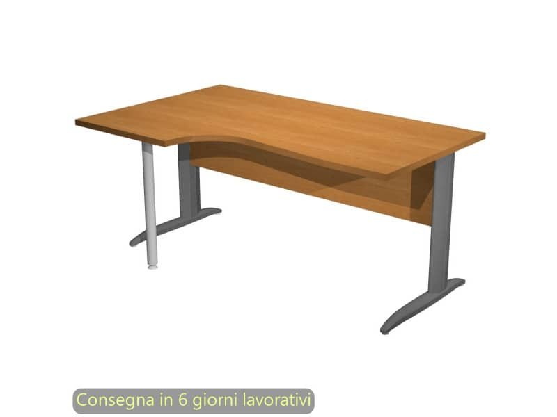 Scrivania penisola sinistra noce chiaro 160×60/80/100xH.72 cm gamba a L metallo antracite – Presto Compact 009K211/4/AF