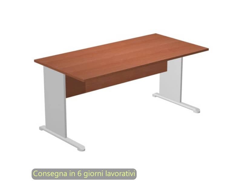 Scrivania ciliegio arabis 160x80xH.72 cm gamba a pannello grigia con piede metallico linea Presto Artexport 003L/H5