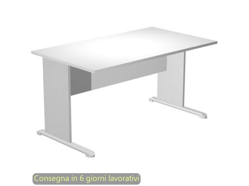 Scrivania piano bianco 140x80xH.72 cm gamba a pannello grigia con piede metallico linea Presto Artexport 002L/35