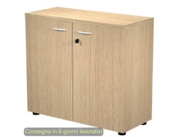 Mobile basso con ante in melaminico con serratura 80x35xH.72 cm Presto Artexport rovere - 030-67M/C