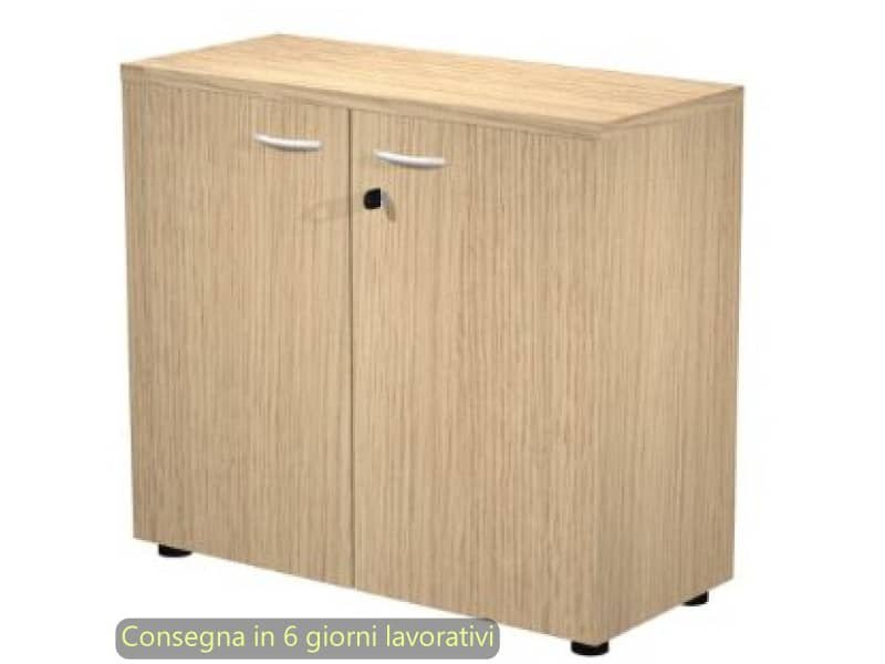 Mobile basso con ante in melaminico con serratura 80x35xH.72 cm Presto Artexport rovere – 030-67M/C