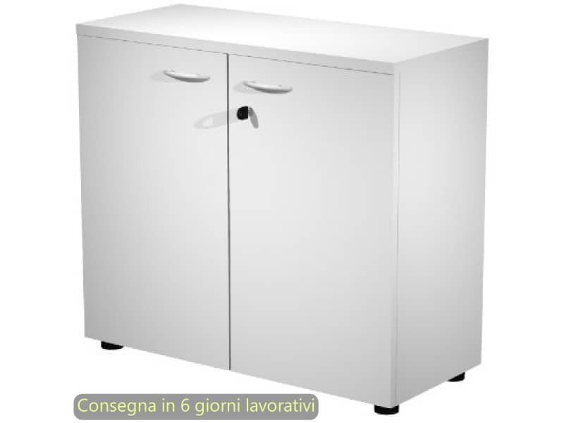 Mobile basso con ante in melaminico con serratura 80x35xH.72 cm Presto Artexport bianco – 030-67M/3