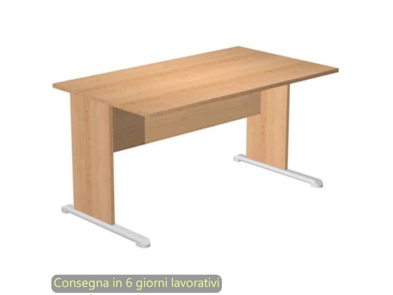 Scrivania piano faggio 140x80xH.72 cm gamba a pannello in tinta con piede metallico linea Presto Artexport 002L/6