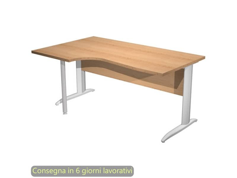 Scrivania penisola sinistra piano faggio 160×60/80/100xH.72 cm gamba a L metallo grigio – Presto Compact – 009K211/6/AA