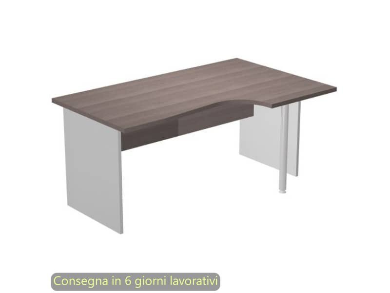 Scrivania penisola dx frassino toscano 160×60/80/100xH72 cm gamba a pannello in melaminico grigio Presto Compact