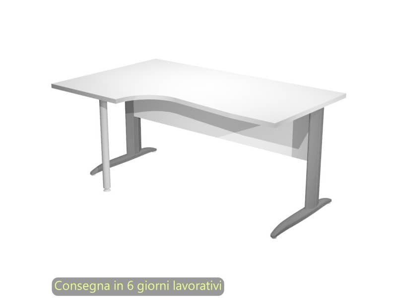 Scrivania penisola sinistra piano bianco 160×60/80/100xH.72 cm gamba a L metallo antracite – Presto Compact 009K211/3/AF