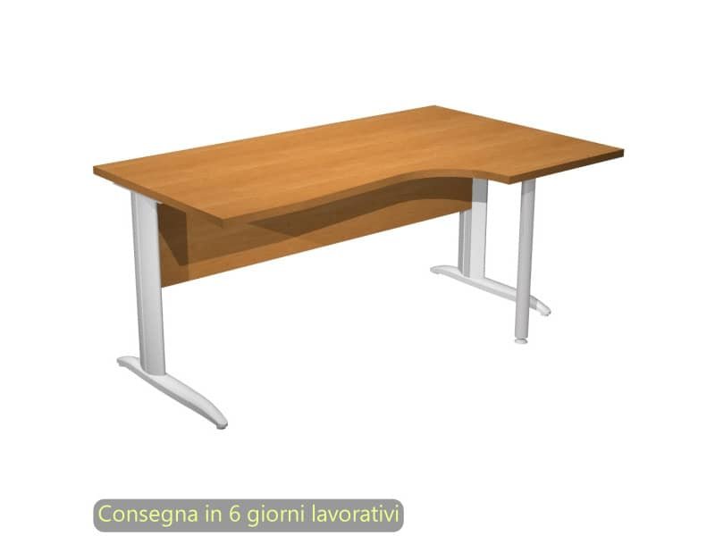 Scrivania penisola destra noce chiaro 160×60/80/100xH.72 cm gamba ad L metallo grigio Presto Compact – 008K211/4/AA
