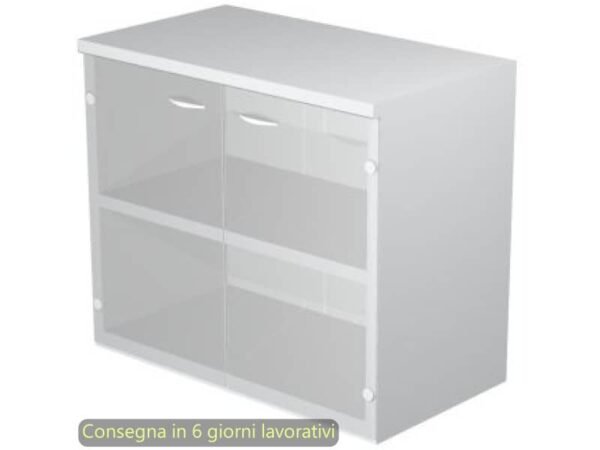 Mobile basso con ante in vetro satinato 80x35xH.72 cm Presto Artexport grigio 030-67G/9