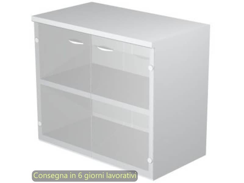 Mobile basso con ante in vetro satinato 80x35xH.72 cm Presto Artexport grigio 030-67G/9