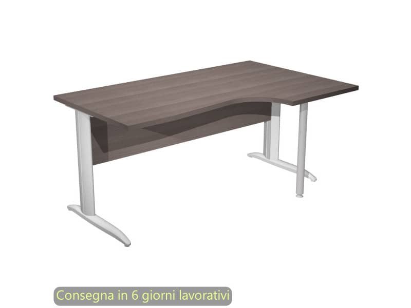 Scrivania penisola dx frassino toscano 160×60/80/100xH.72 cm gamba ad L metallo grigio Presto Compact – 008K211/F/AA