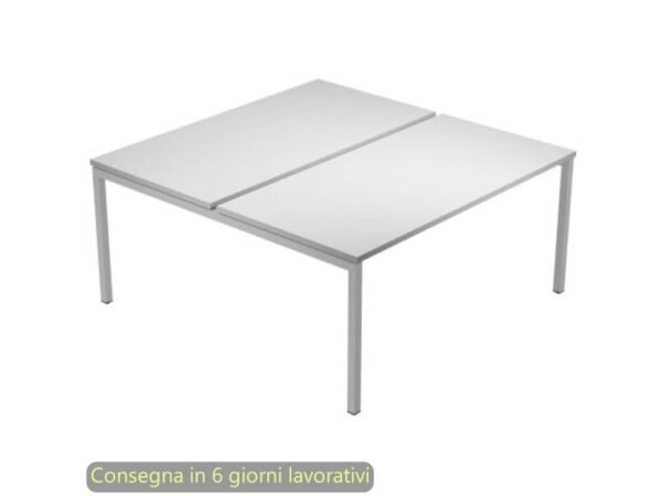 Scrivania Bench doppia piano grigio 120x164xH.72,5 cm gamba a ponte metallo grigio Presto Venere Plus 664B-NOPAR/4
