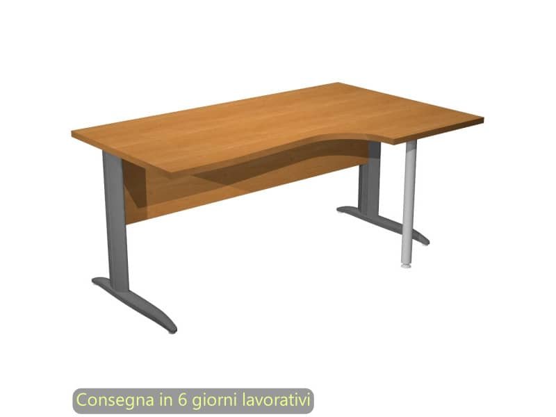 Scrivania penisola destra noce chiaro 160×60/80/100xH.72 cm gamba ad L metallo antracite Presto Compact – 008K211/4/AF