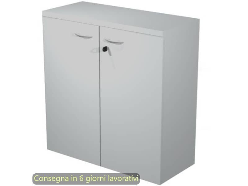 Mobile basso con ante in melaminico con serratura 80x35xH.72 cm Presto Artexport grigio – 030-67M/9