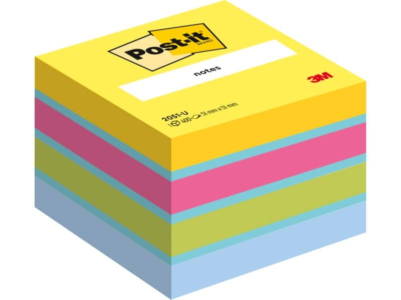 Foglietti riposizionabili colorati Post-it© Notes Minicubo Ultra 51×51 mm assortiti  400 ff – 2051-U