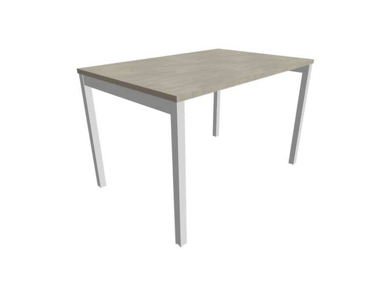 Scrivania piano cemento 120x80xH.75 cm gamba a ponte in acciaio argento linea Practika P3 Quadrifoglio – ECSPT120-CL-A