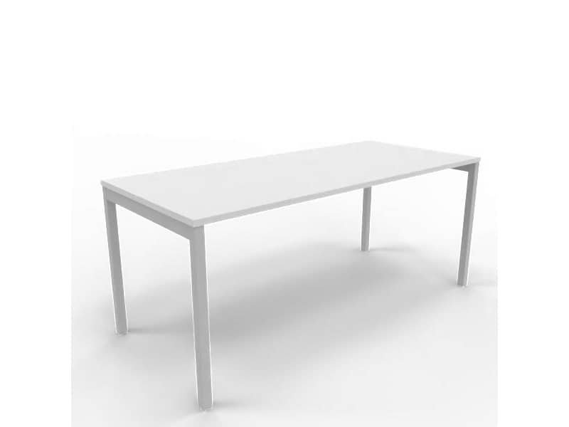Scrivania piano grigio 180x80xH.75 cm gamba a ponte in acciaio argento linea Practika P3 Quadrifoglio – ECSPT180-GR-A
