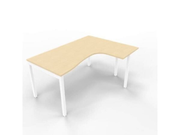 Scrivania penisola destra piano rovere 160x120xH.75 cm gamba a ponte in acciaio bianco linea Practika P3 - ECSPT16D-RK-I