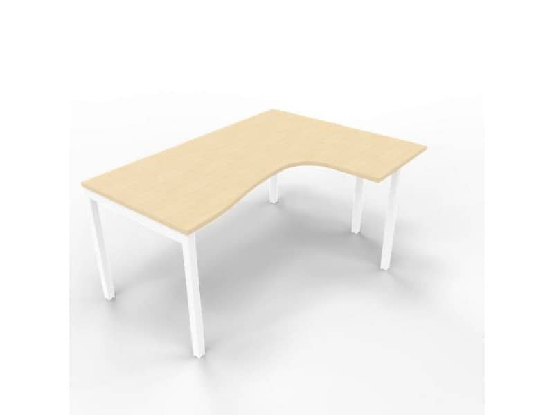 Scrivania penisola destra piano rovere 160x120xH.75 cm gamba a ponte in acciaio bianco linea Practika P3 – ECSPT16D-RK-I