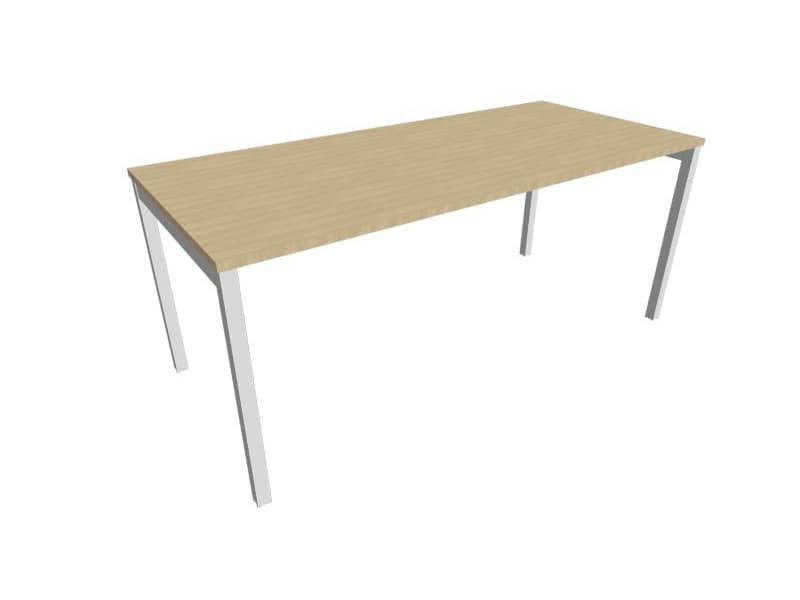 Scrivania piano rovere 180x80xH.75 cm gamba a ponte in acciaio argento linea Practika P3 Quadrifoglio – ECSPT180-RK-A