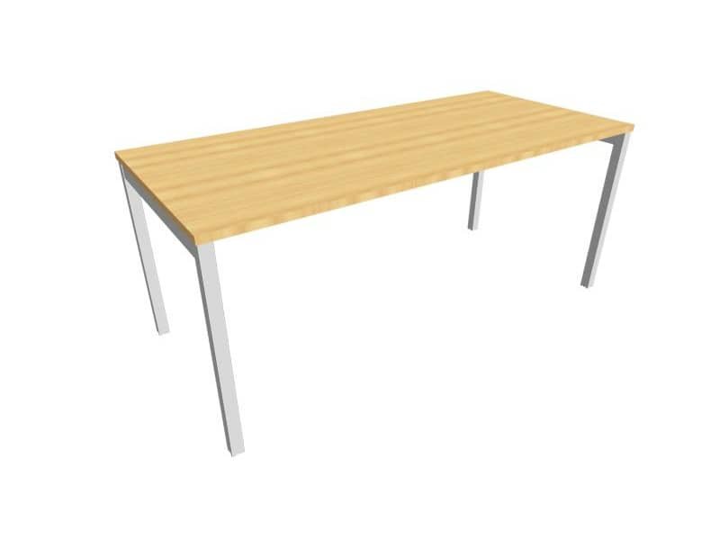 Scrivania piano faggio 180x80xH.75 cm gamba a ponte in acciaio argento linea Practika P3 Quadrifoglio – ECSPT180-FA-A