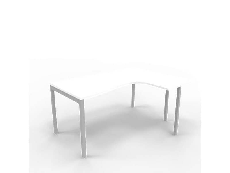 Scrivania penisola destra piano bianco 160x120xH.75 cm gamba a ponte in acciaio argento linea Practika P3 ECSPT16D-BA-A