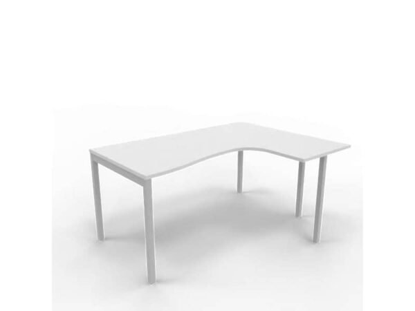 Scrivania penisola destra piano grigio 160x120xH.75 cm gamba a ponte in acciaio argento linea Practika P3 ECSPT16D-GR-A