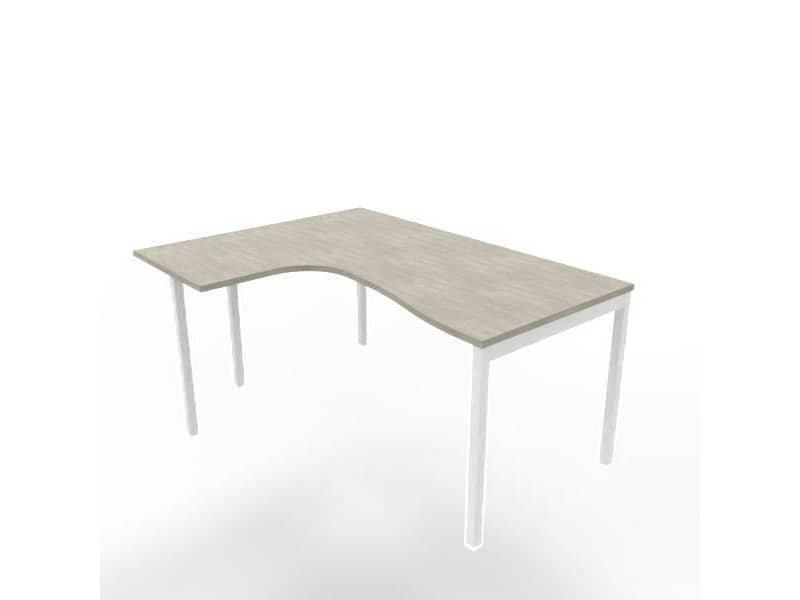 Scrivania penisola sx piano cemento 160x120xH.75 cm gamba a ponte in acciaio bianco linea Practika P3 – ECSPT16S-CL-I