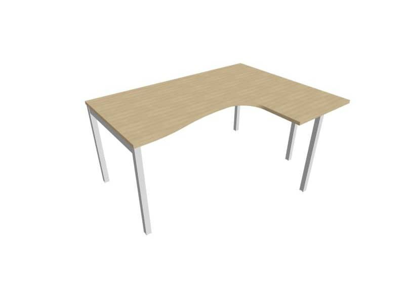Scrivania penisola destra piano rovere 160x120xH.75 cm gamba a ponte in acciaio argento linea Practika P3 ECSPT16D-RK-A