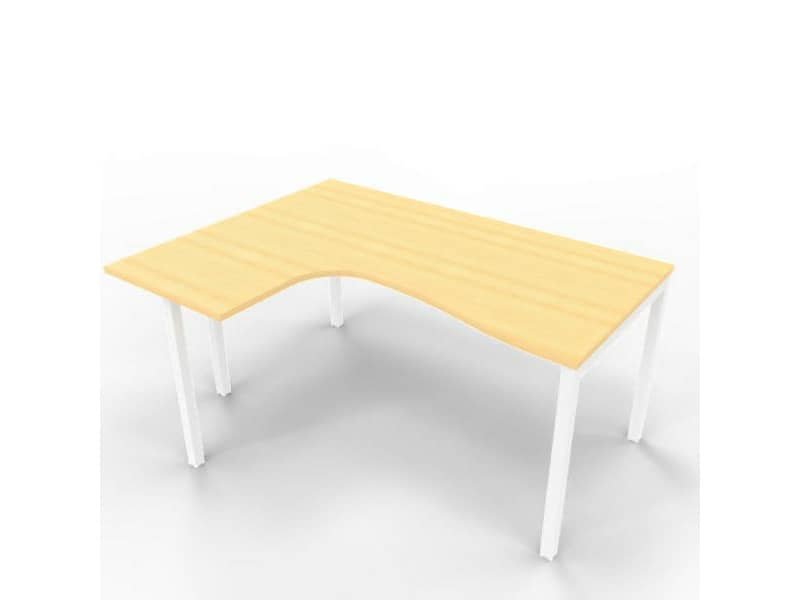 Scrivania penisola sinistra piano faggio 160x120xH.75 cm gamba a ponte in acciaio bianco linea Practika P3 – ECSPT16S-FA-I