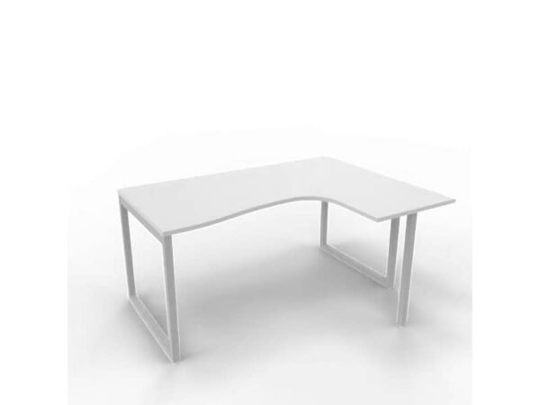 Scrivania penisola destra piano grigio 160x120xH.75 cm gamba ad anello acciaio argento Practika P2 ECSAT16D-GR-A