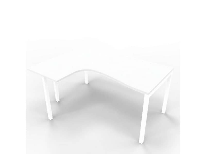 Scrivania penisola sinistra piano grigio 160x120xH.75 cm gamba a ponte in acciaio bianco linea Practika P3 – ECSPT16S-GR-I